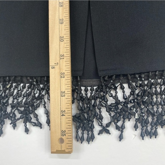 A.J. Bari Vintage Black Midi Cocktail Dress Beaded Detail Size 4 Long Sleeve - Picture 14 of 14